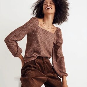 NWOT Madewell Jaquard Puff-Sleeve Crop Top
